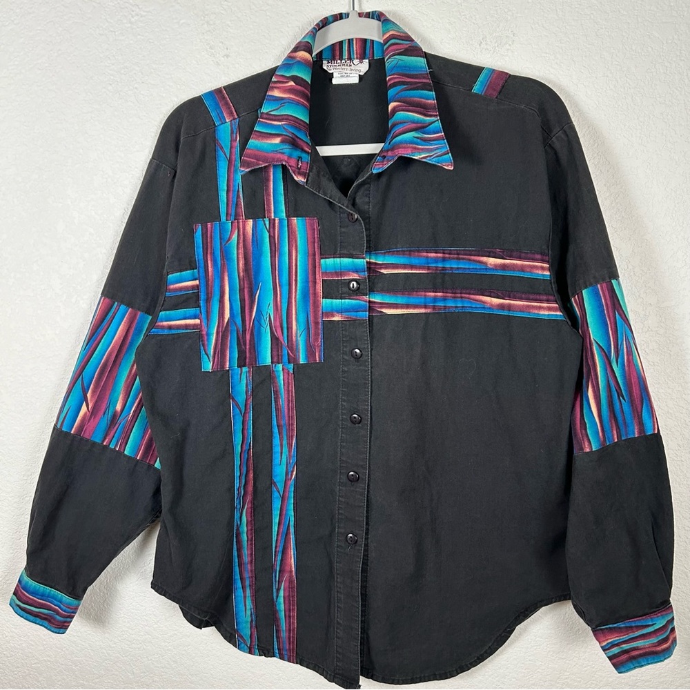 Miller Stockman Women Sz M Vintage 80/90’s Western, cotton, pieced, long sleeve